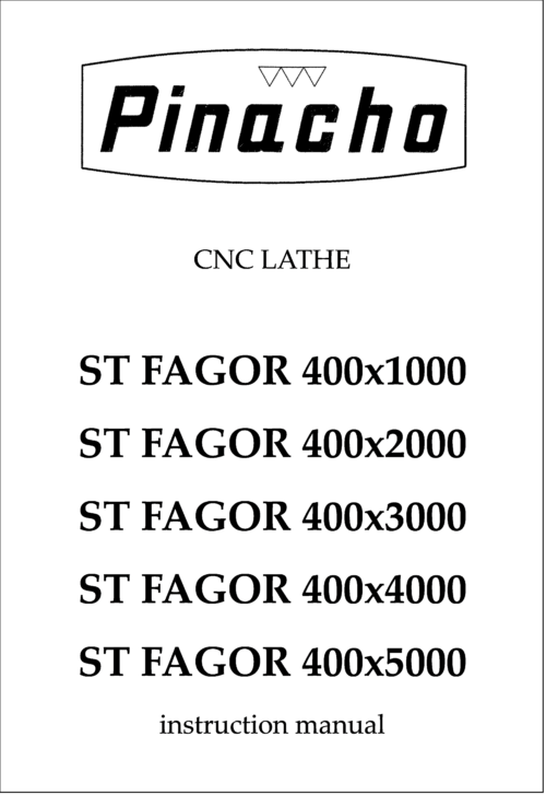 ST FAGOR 400 x1000, x2000, x3000, x4000 and x5000 Lathe Manuals
