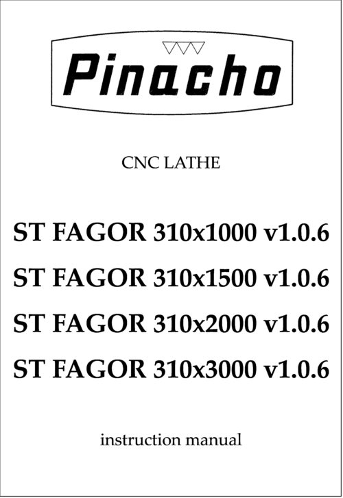 ST FAGOR v1.0.6 310 x1000, x1500, x2000 and x3000 Lathe Manuals